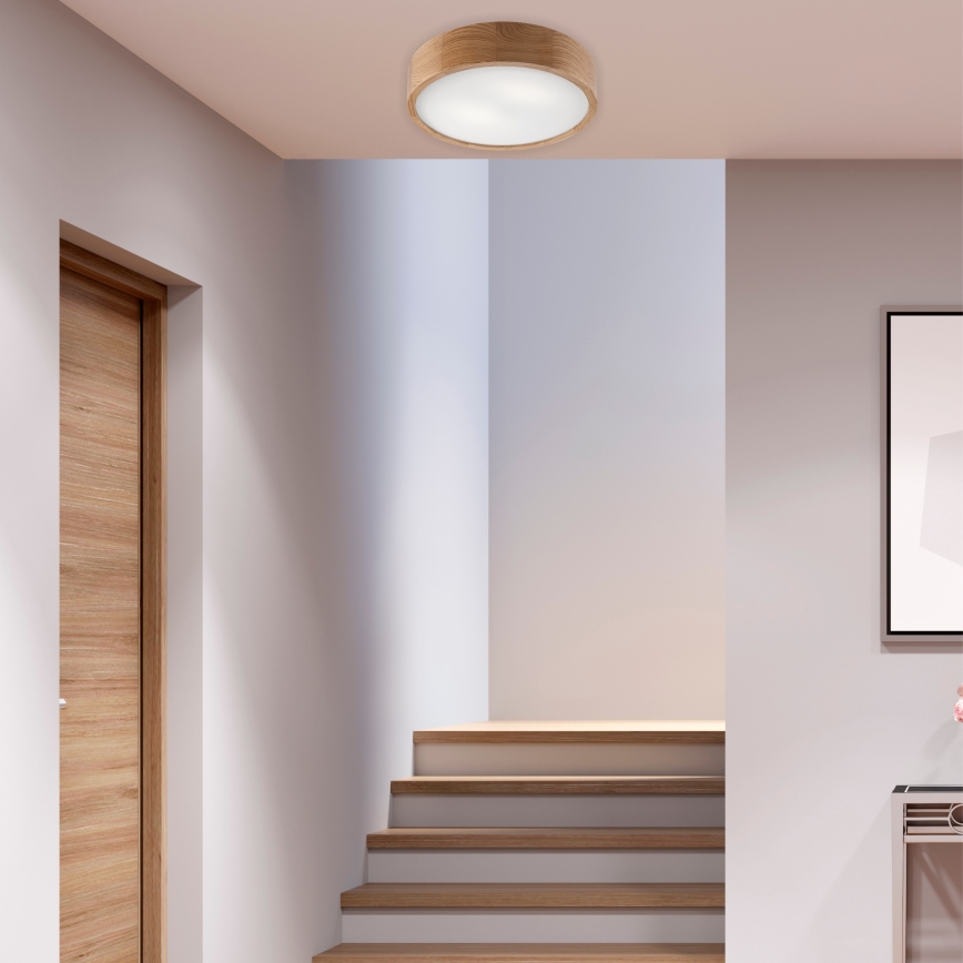 Brilagi - Plafonnier LED RGBW dimmable CARVALHO 2xE27/9W/230V 2700-6500K Wi-Fi chêne Ø 37,5 cm