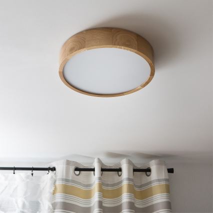 Brilagi - Plafonnier LED RGBW dimmable CARVALHO 2xE27/9W/230V 2700-6500K Wi-Fi chêne Ø 37,5 cm