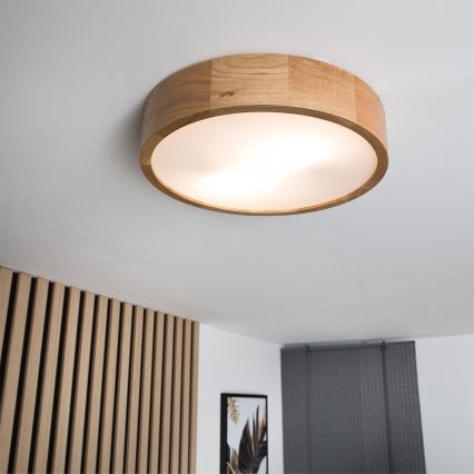Brilagi - Plafonnier LED RGBW dimmable CARVALHO 2xE27/9W/230V 2700-6500K Wi-Fi chêne Ø 37,5 cm