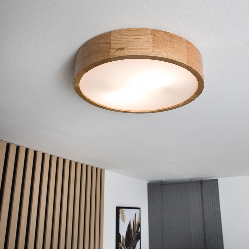 Brilagi - Plafonnier LED RGBW dimmable CARVALHO 2xE27/9W/230V 2700-6500K Wi-Fi chêne Ø 37,5 cm