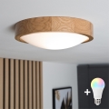 BRILAGI - Plafonnier LED RGBW dimmable CARVALHO SLIM 1xE27/12W/230V 2700-6500K chêne pr. 27 cm