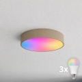 BRILAGI - Plafonnier LED RGBW dimmable CLARE 3xE27/12W/230V 2700-6500K Ø 40 cm beige