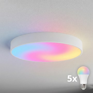 Brilagi - Plafonnier LED RGBW dimmable CLARE 5xE27/9W/230V 2700-6500K Ø 60 cm Wi-Fi blanc