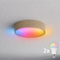 BRILAGI - Plafonnier LED RGBW dimmable pour salle de bains CLARE 2xE27/12W/230V 2700-6500K diam. 30 cm IP54 beige