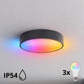 BRILAGI - Plafonnier LED RGBW dimmable pour salle de bains CLARE 3xE27/12W/230V Ø 40 cm anthracite IP54