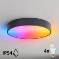 BRILAGI - Plafonnier LED RGBW dimmable pour salle de bains CLARE 4xE27/12W/230V Ø 50 cm anthracite IP54