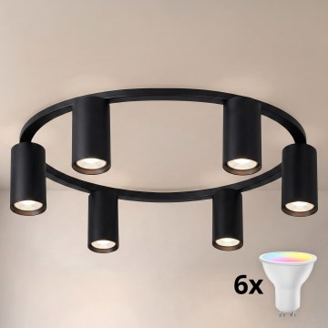 Brilagi - Plafonnier LED RGBW dimmable SELE 6xGU10/6,5W/230V 2700-6500K noir + télécommande