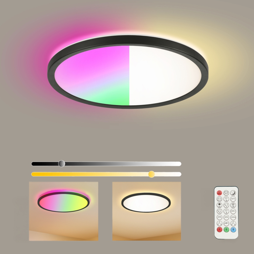 Brilagi - Plafonnier LED RGBW dimmable ULTRA SLIM LED/18W/230V 2700-6500K Ø 30 cm noir + télécommande