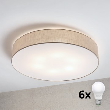 Brilagi - Plafonnier LED SIRIJA 6xE27/15W/230V Ø 80 cm beige