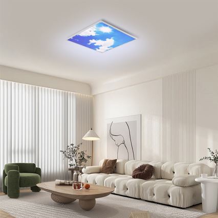Brilagi - Plafonnier LED SLIMFRAME SKY LED/58W/230V 60x60 cm argenté/bleu
