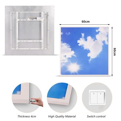 Brilagi - Plafonnier LED SLIMFRAME SKY LED/58W/230V 60x60 cm argenté/bleu