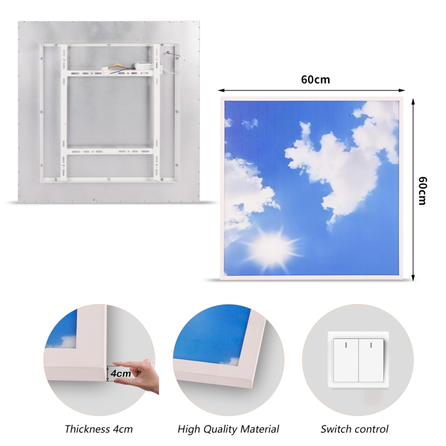 Brilagi - Plafonnier LED SLIMFRAME SKY LED/58W/230V 60x60 cm argenté/bleu