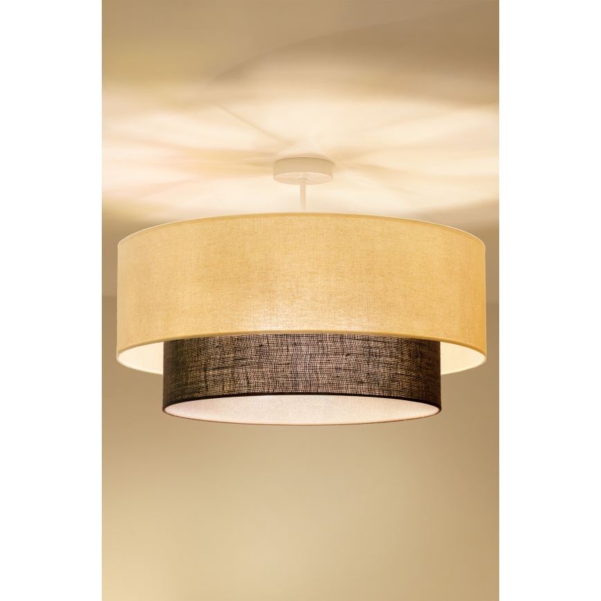 Brilagi - Plafonnier LED style BOHO, 3xE27/15W/230V, Ø 60 cm, crème/marron