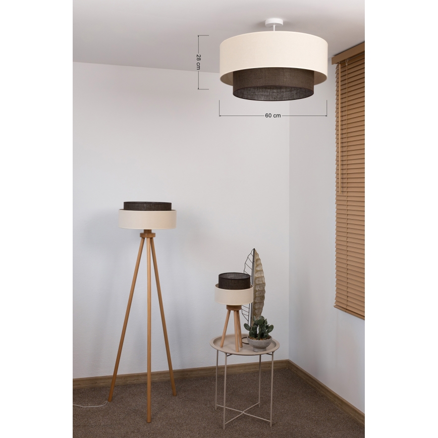 Brilagi - Plafonnier LED style BOHO, 3xE27/15W/230V, Ø 60 cm, crème/marron