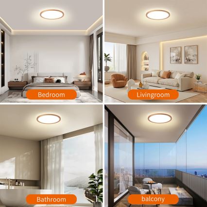 Brilagi - Plafonnier LED pour salle de bains ULTRA SLIM LED/18W/230V Ø 30 cm or rose IP54