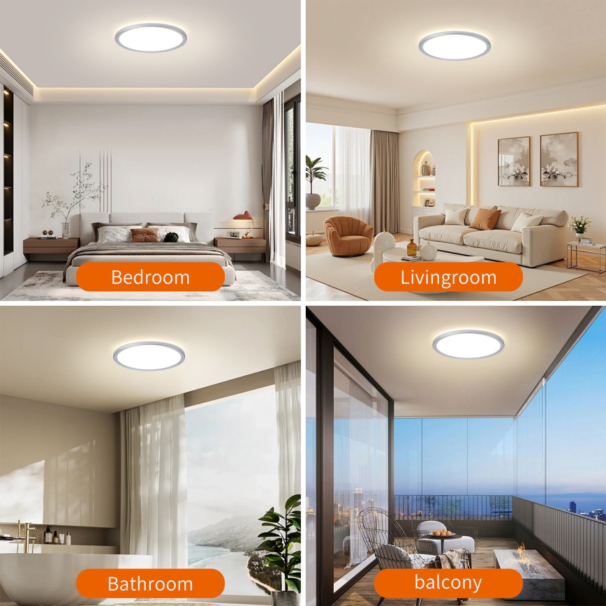 Brilagi - Plafonnier LED salle de bains ULTRA SLIM LED/18W/230V Ø 30 cm argenté IP54