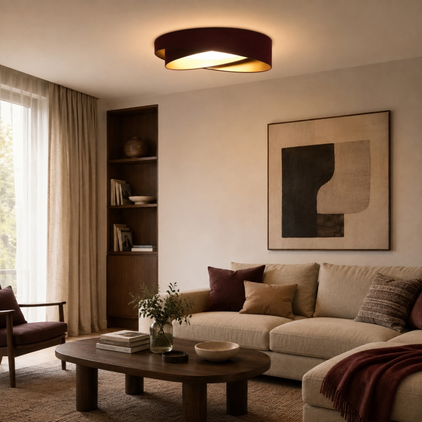 BRILAGI - Plafonnier LED VELVET TWIST LED/24W/230V 4000K Ø 55 cm bordeaux/doré