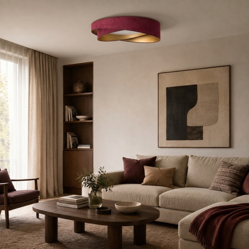BRILAGI - Plafonnier LED VELVET TWIST LED/24W/230V 4000K Ø 55 cm bordeaux/doré
