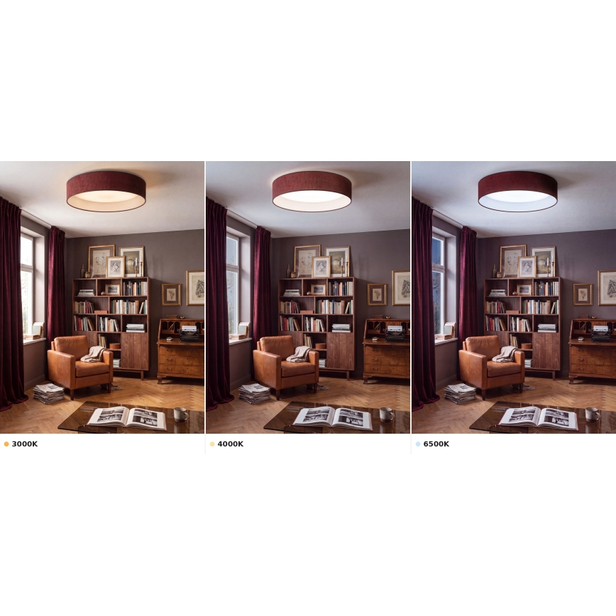 Brilagi - Plafonnier LED VELVET VARI LED/24W/230V 3000/4000/6500K Ø 45 cm bordeaux