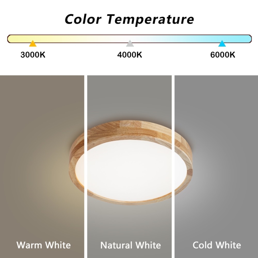 Brilagi - Plafonnier LED WOODLINE LED/24W/230V 3000/4000/6000K chêne Ø 30 cm