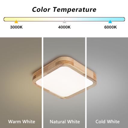 Brilagi - Plafonnier LED WOODLINE SQUARE LED/32W/230V 3000/4000/6000K chêne 30x30 cm