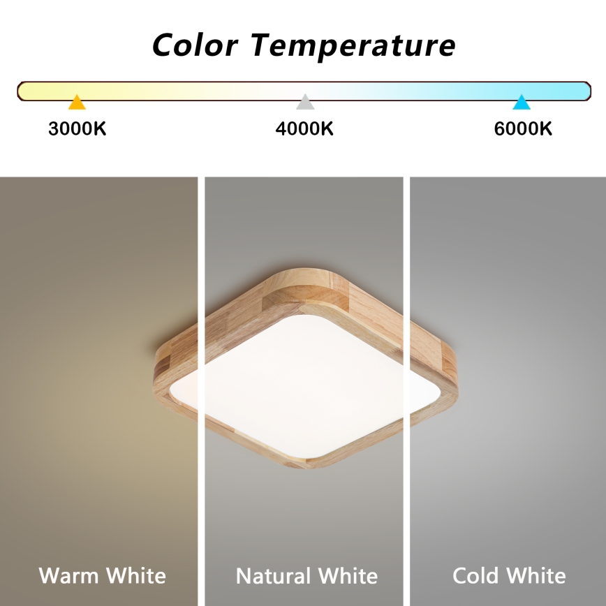 Brilagi - Plafonnier LED WOODLINE SQUARE LED/32W/230V 3000/4000/6000K chêne 30x30 cm