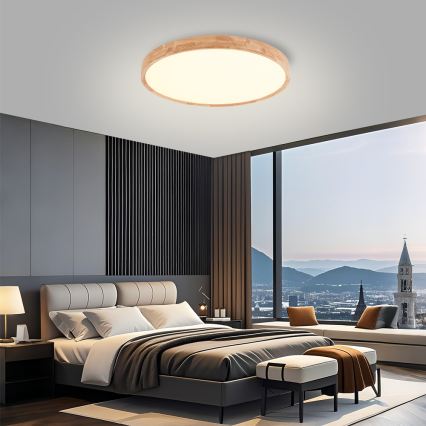Brilagi - plafonnier LED WOODROUND LED/40W/230V 3000/4000/6000K Ø 60 cm bois CRI 90