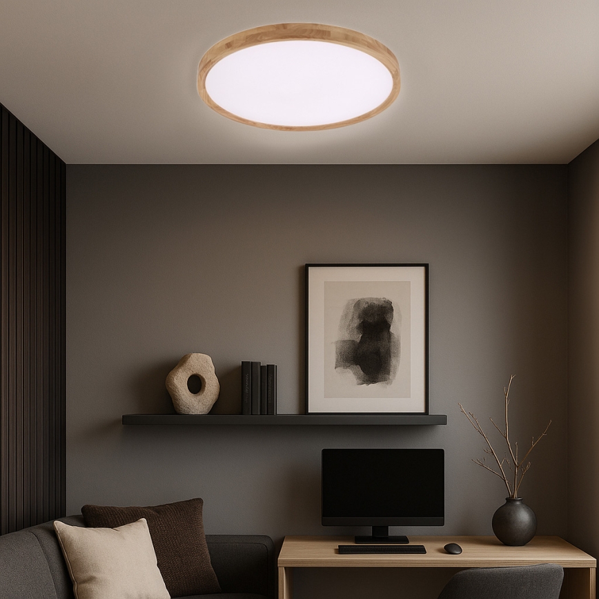 Brilagi - plafonnier LED WOODROUND LED/40W/230V 3000/4000/6000K Ø 60 cm bois CRI 90