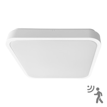 Brilagi - Plafonnier LED ZENNA pour salle de bains avec capteur de mouvement, 24 W, 230 V, 34,5 x 34,5 cm, IP44, blanc + télécommande