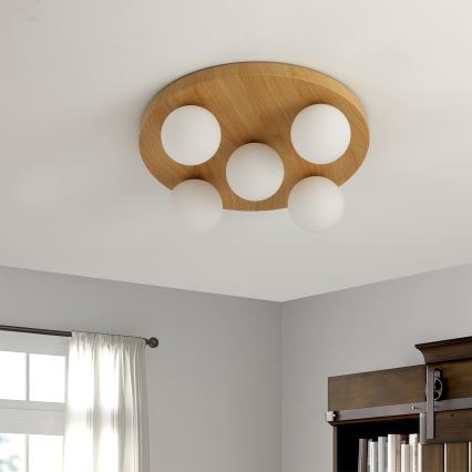 Brilagi - Plafonnier LUND WOOD 5 x G9, 9W, 230V, Ø 40 cm, finition bois