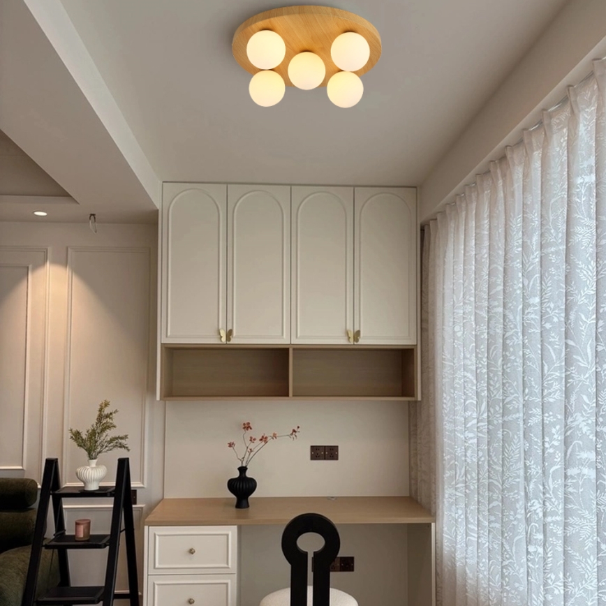 Brilagi - Plafonnier LUND WOOD 5 x G9, 9W, 230V, Ø 40 cm, finition bois