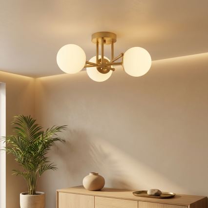Brilagi - Plafonnier MALIVA 3xE14/15W/230V doré/blanc