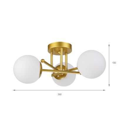 Brilagi - Plafonnier MALIVA 3xE14/15W/230V doré/blanc