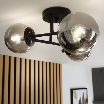 Brilagi - Plafonnier MALIVA 3xE14/15W/230V noir/fumé