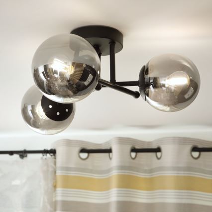 Brilagi - Plafonnier MALIVA 3xE14/15W/230V noir/fumé