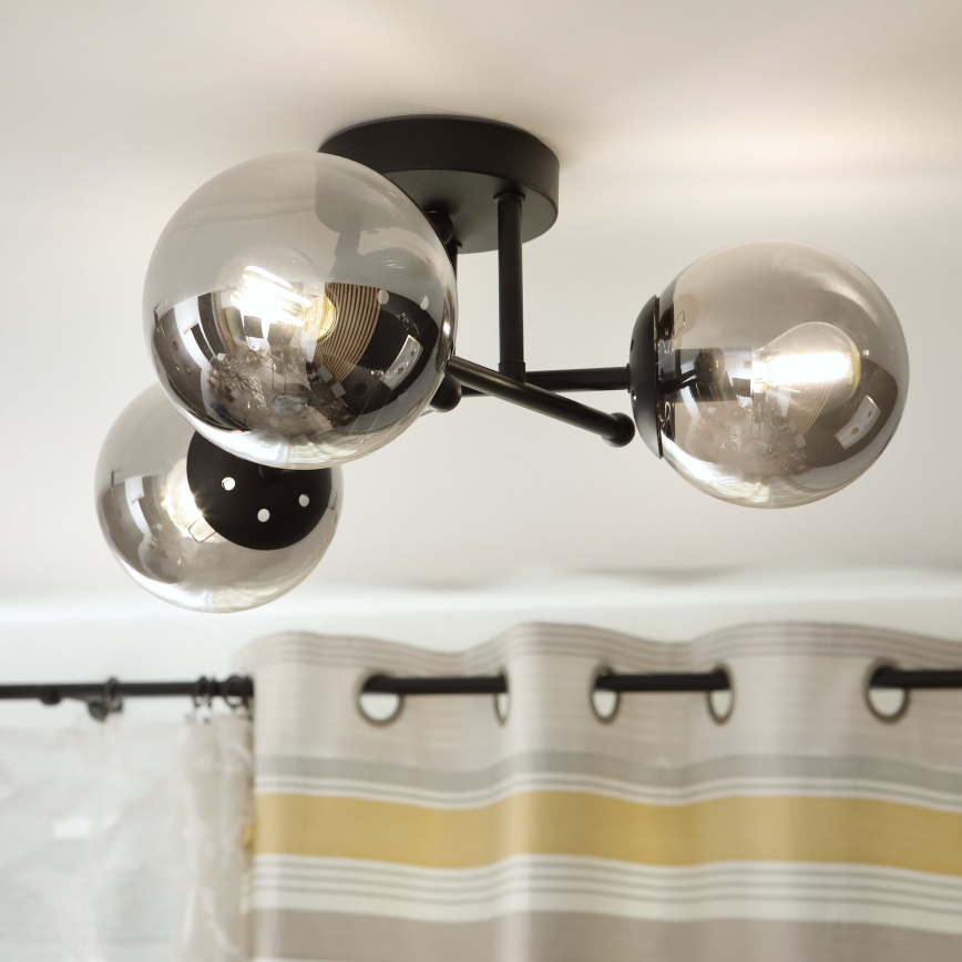 Brilagi - Plafonnier MALIVA 3xE14/15W/230V noir/fumé