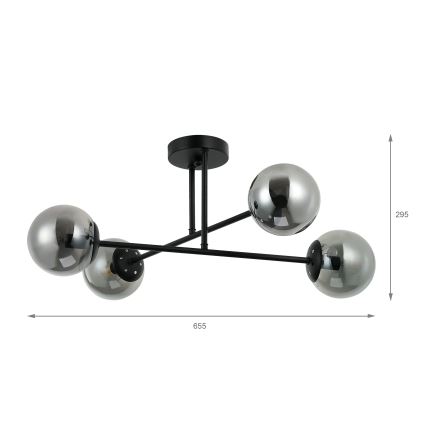 Brilagi - Plafonnier MALIVA 4xE14/15W/230V noir/fumé