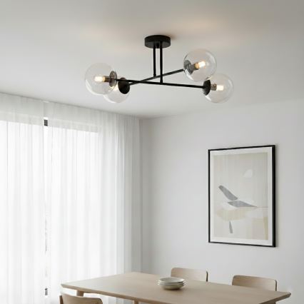 Brilagi - Plafonnier MALIVA 4xE14/15W/230V noir/transparent