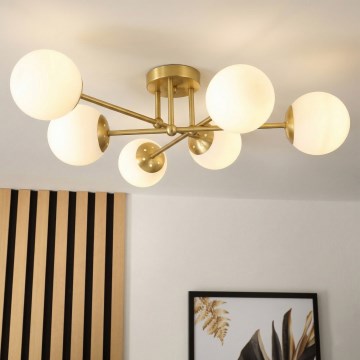 Brilagi - Plafonnier MALIVA 6xE14/15W/230V doré/blanc