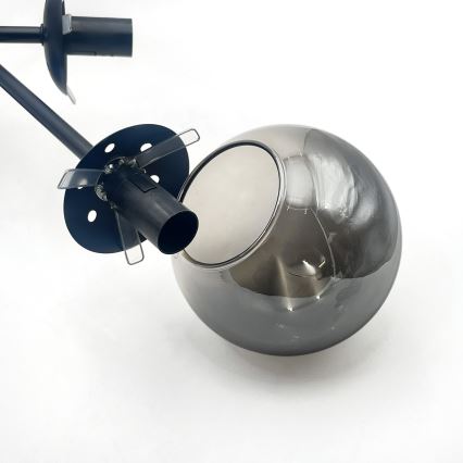 Brilagi - Plafonnier MALIVA 6xE14/15W/230V noir/verre fumé