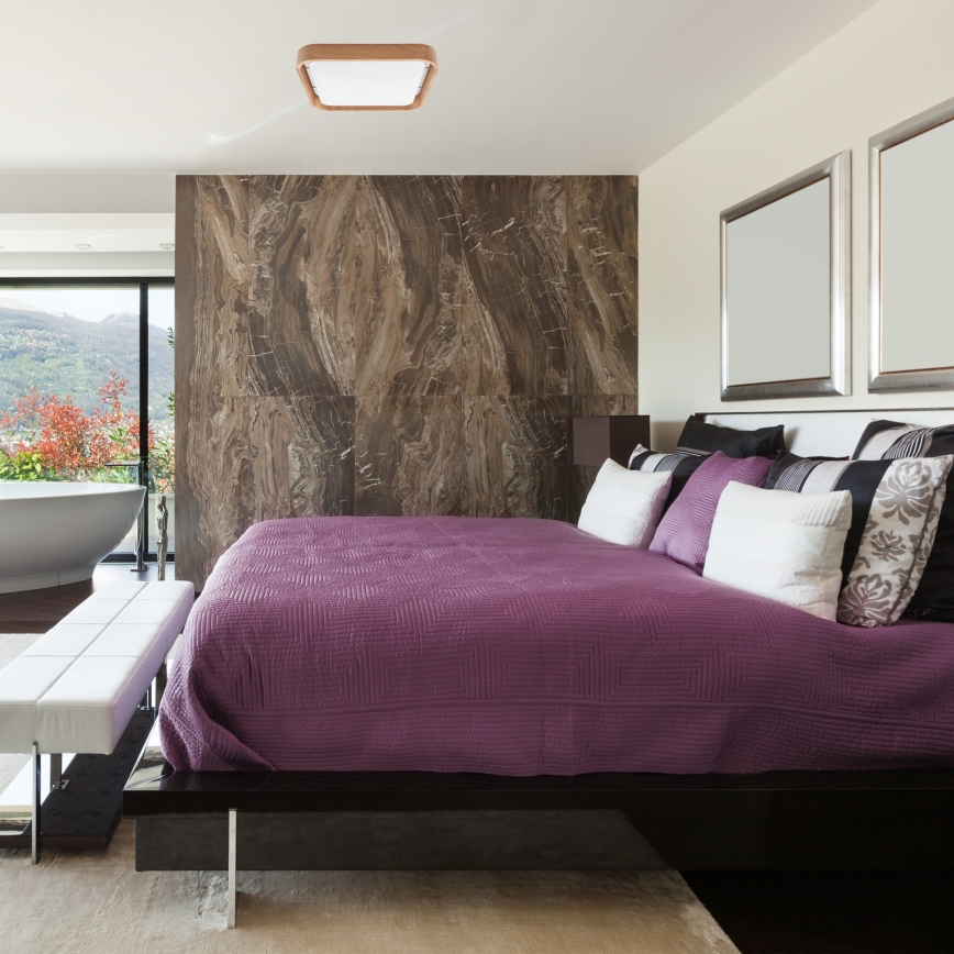Brilagi - Plafonnier à intensité variable MANAROLA CUBIC LED/24W/230V 3000-6500K chêne + Télécommande