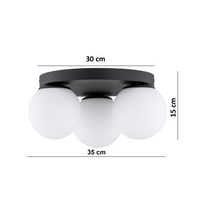 Brilagi - Plafonnier MILO 3xE27/60W/230V Ø 35 cm noir