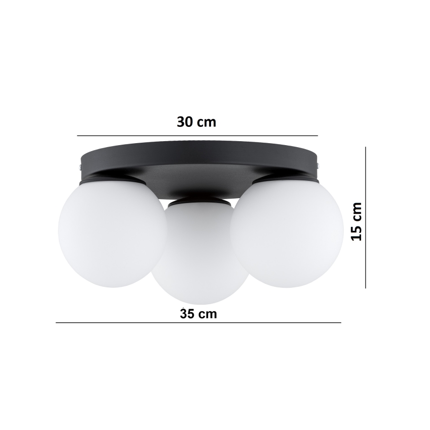Brilagi - Plafonnier MILO 3xE27/60W/230V Ø 35 cm noir