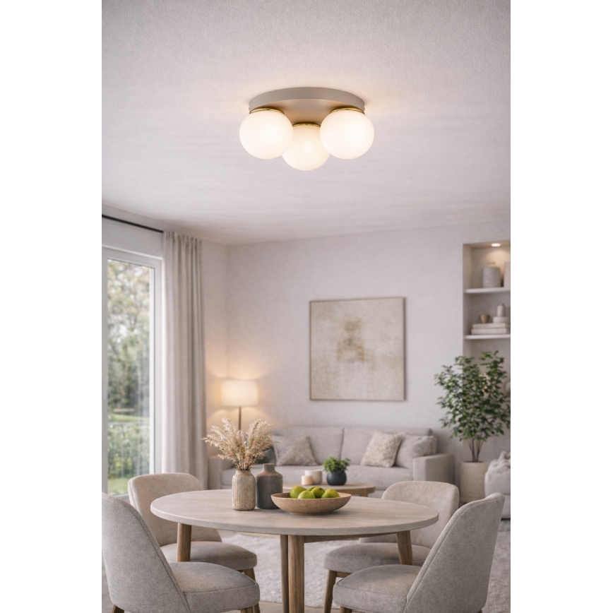 Brilagi - Plafonnier MILO ECRU 1xE27/60W/230V Ø 15 cm beige/doré