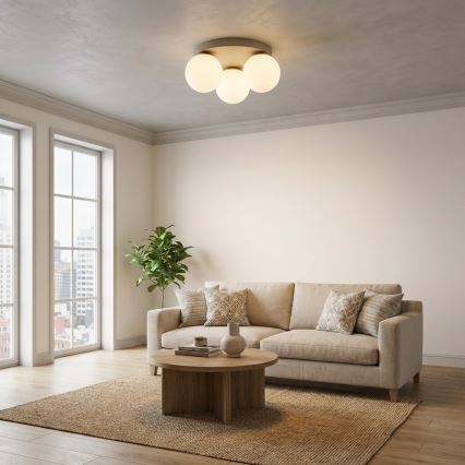 Brilagi - Plafonnier MILO ECRU 3 x E27 / 60 W / 230 V Ø 35 cm beige/doré
