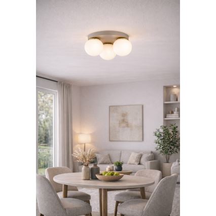 Brilagi - Plafonnier MILO ECRU 3 x E27 / 60 W / 230 V Ø 35 cm beige/doré