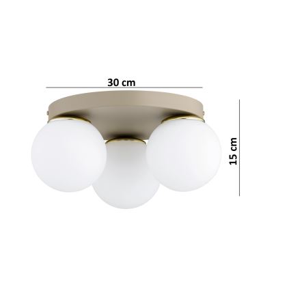 Brilagi - Plafonnier MILO ECRU 3 x E27 / 60 W / 230 V Ø 35 cm beige/doré