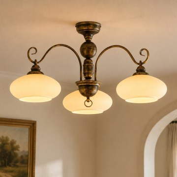 Brilagi - Plafonnier MOLLERO 3xE27/15W/230V Ø 84 cm bronze/patine