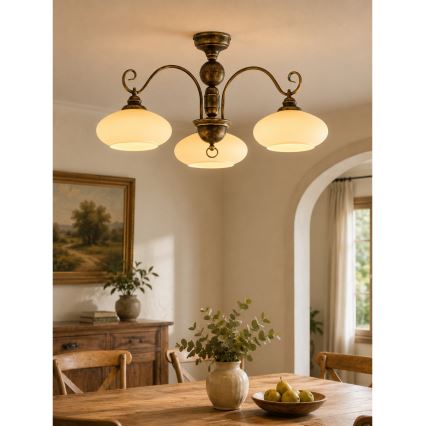 Brilagi - Plafonnier MOLLERO 3xE27/15W/230V Ø 84 cm bronze/patine
