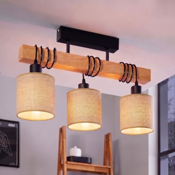 BRILAGI - Plafonnier monté en surface NUBILA 3xE27/60W/230V pin/brun clair